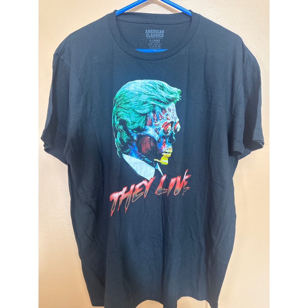 American Classics They Live Graphic T-Shirt Mens XL Black Alien Skull Movie Tee
